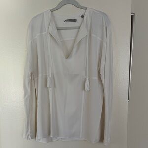 Vince Cream Blouse with Tassel Details